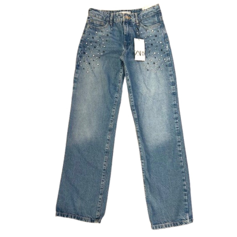 Zara Rhinestone Applique Sparkly Jewels Jeans NWT Size 4